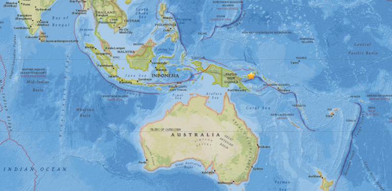 March 29, 2018 Earthquake Information of 77km ENE of Kimbe, Papua New Guinea