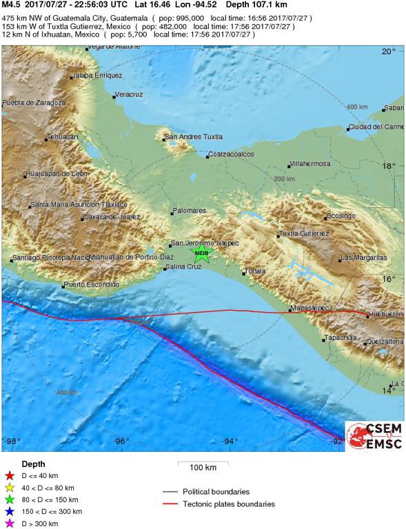 July 27, 2017 Earthquake Information of Mexico