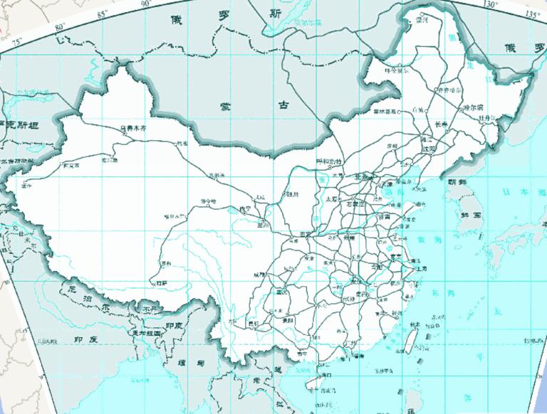 Online map of railway traffic in China (1: 35 million)