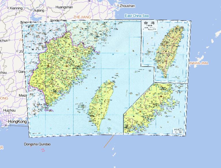 The Historical Map of Fujian Province in the Qing Dynasty of China