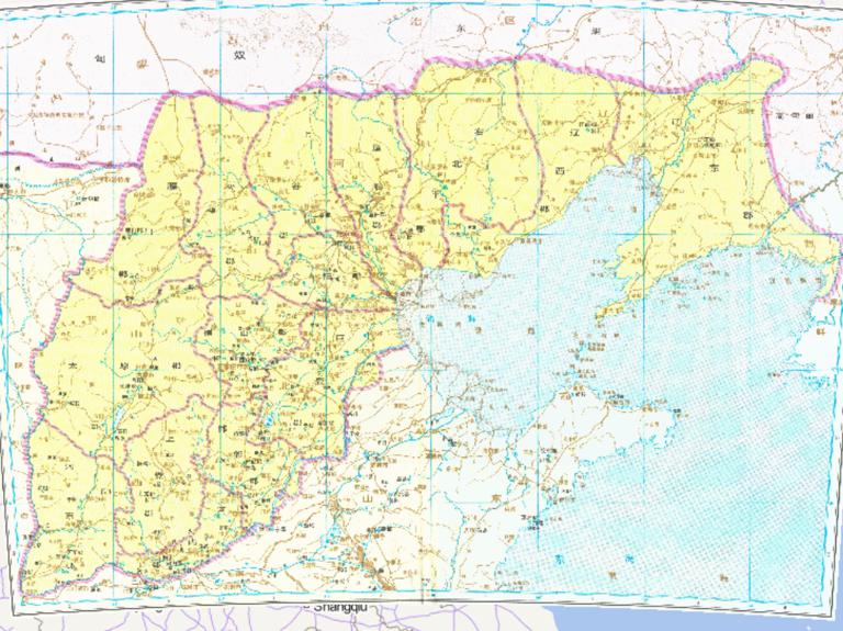 The historical map of each country in the northern part of Shandong Province during the Qin Dynasty in China