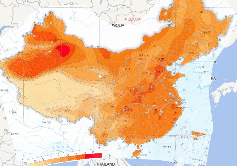 Online distribution map of extreme thresholds for daily maximum temperature in China