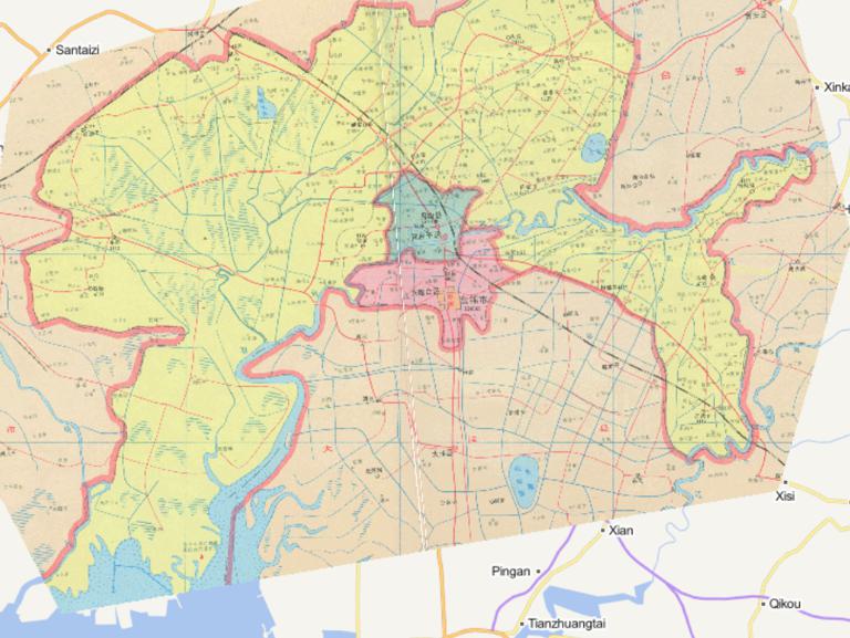 Historical map of Shuangtaizi District, Xinglongtai District, Panshan County, Panjin City, Liaoning Province in 1995