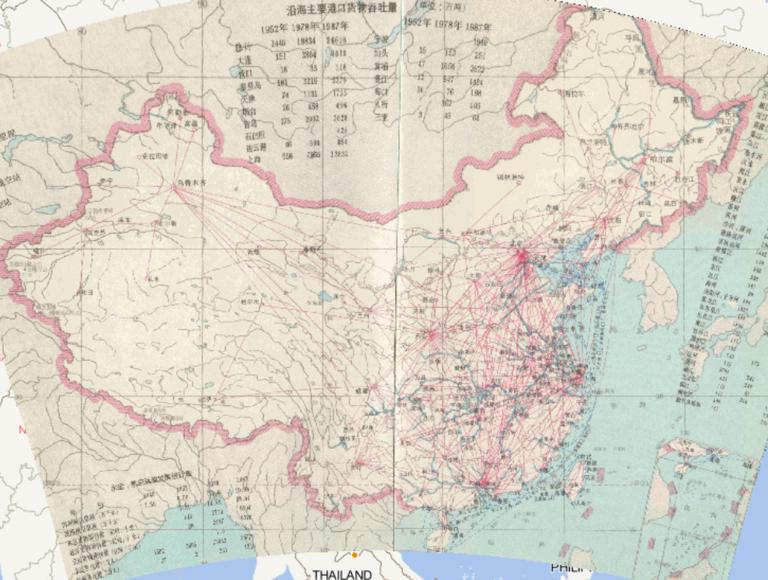 Online map of China water transport and air transportation lines