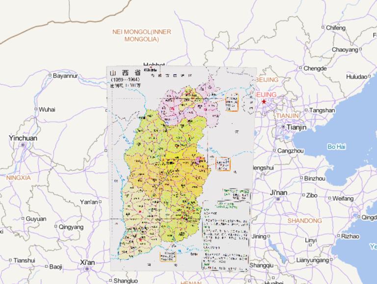 History map of administrative division (1959-1964) in Shanxi Province, China