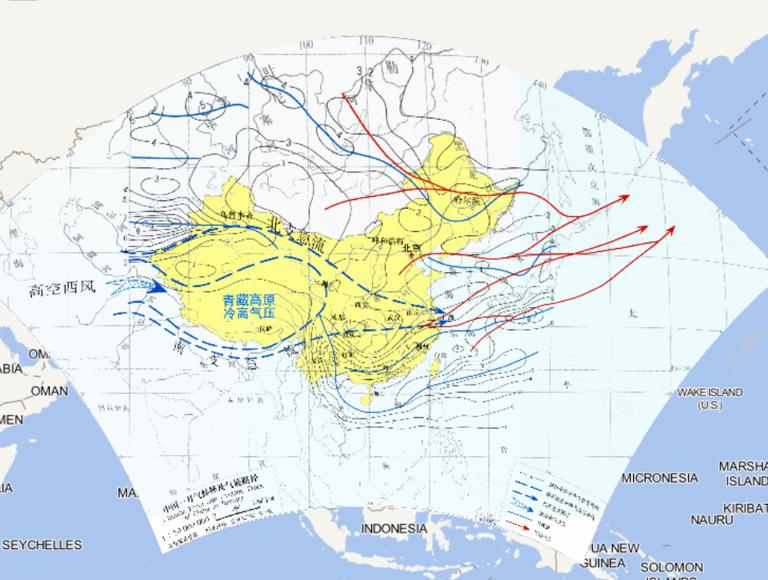 Climate Front and Cyclone Track of China in January