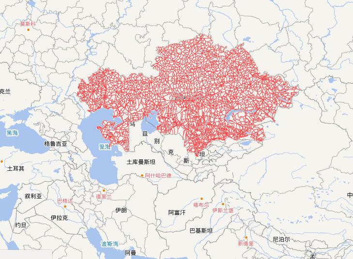 Online map of Kazakhstan highway