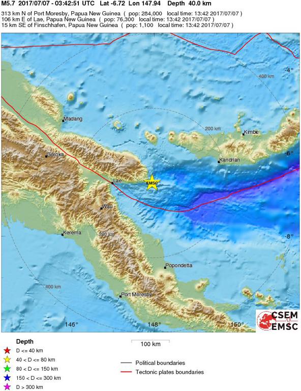 July 7, 2017 Earthquake Information of New Guinea