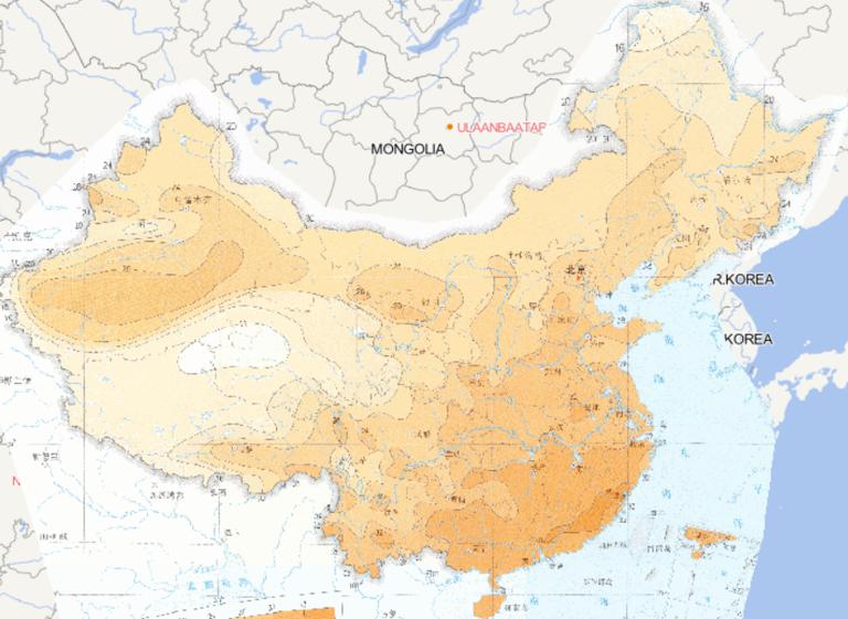 Online map of October maximum daily temperature distribution in China