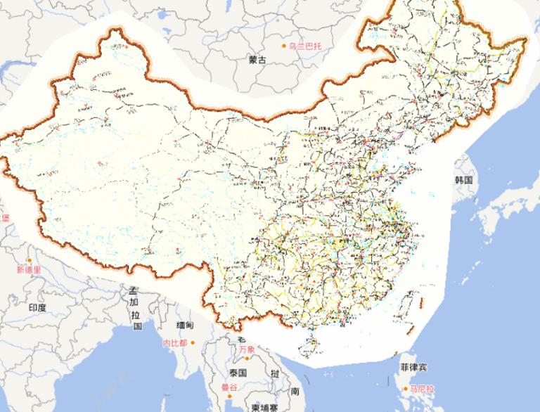 Online Map of China Railway, Airline and Inland Water Transport in 2010