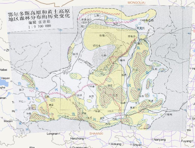 Historical changes of forest distribution in Ordos Plateau and Loess Plateau of China