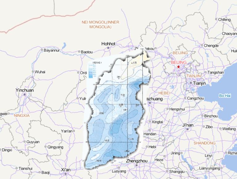 Online map of annual precipitation in Shanxi Province, China