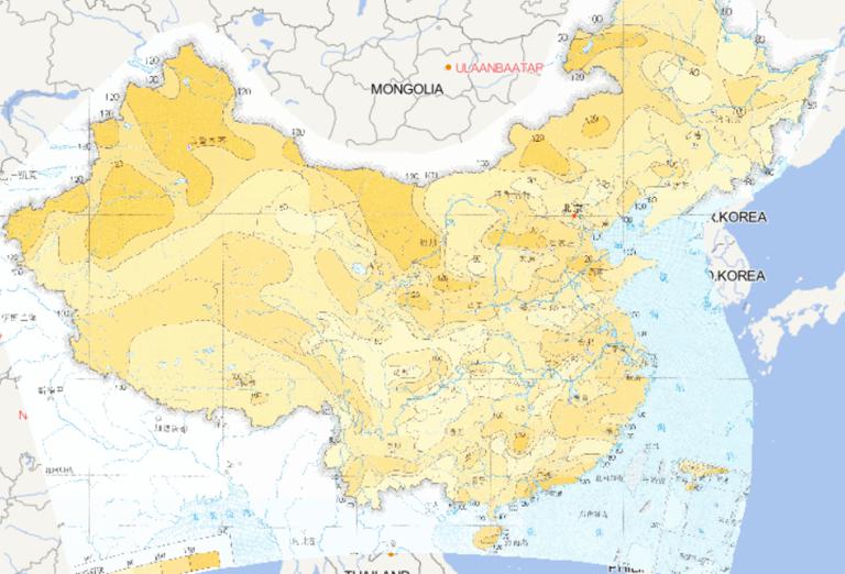 Online map of extreme value distribution of continuous dry days in China