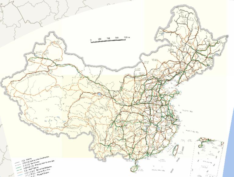 Traffic distribution line map of China