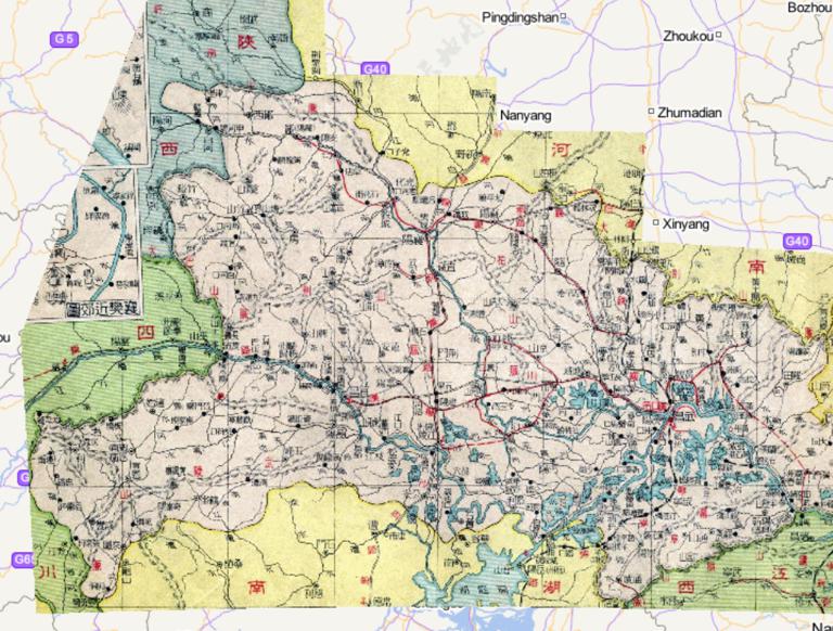 Online Map of Hubei Province in 1933 during the Republic of China