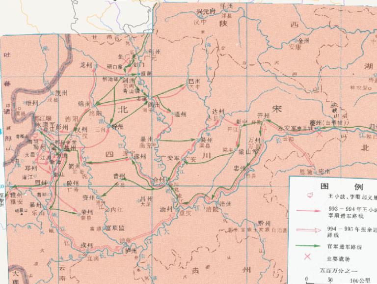 Online historical map of the uprising of Wang Xiaobo and Li Shun in the Northern Song Dynasty (993-995)