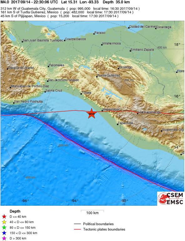 September 14, 2017 Earthquake Information of  Chiapas, Mexico