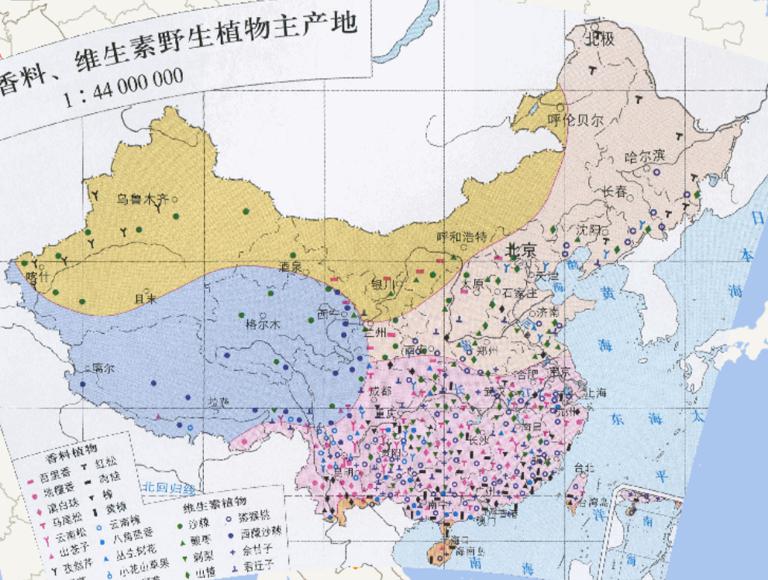 Online map of China's main spices, vitamins and wild plants