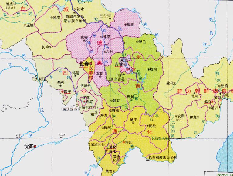 History map of administrative division (1965-1968) in Jilin Province, China