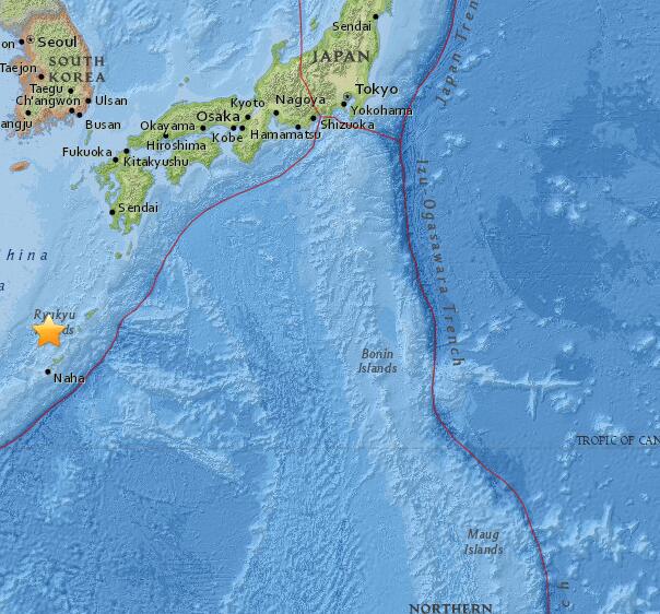 May 24, 2018 Earthquake Information of  126km NNW of Nago, Japan