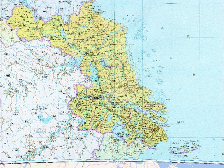 The Historical Map of Jiangsu Province during the Qing Dynasty in China