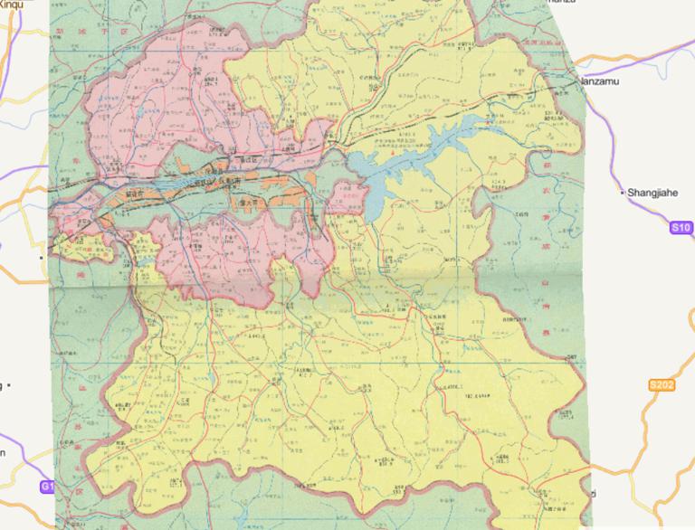 Map of Fushun County, Fushun City, city, Liaoning Province, 1995