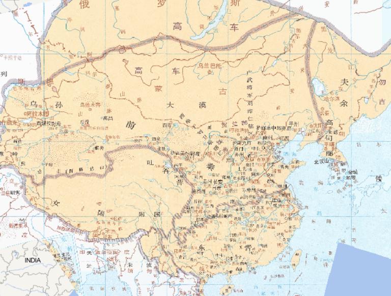 Online historical map of the situation of the Qian Qin Dynasty (382 A.D.) during the Sixteen States period of the Eastern Jin Dynasty