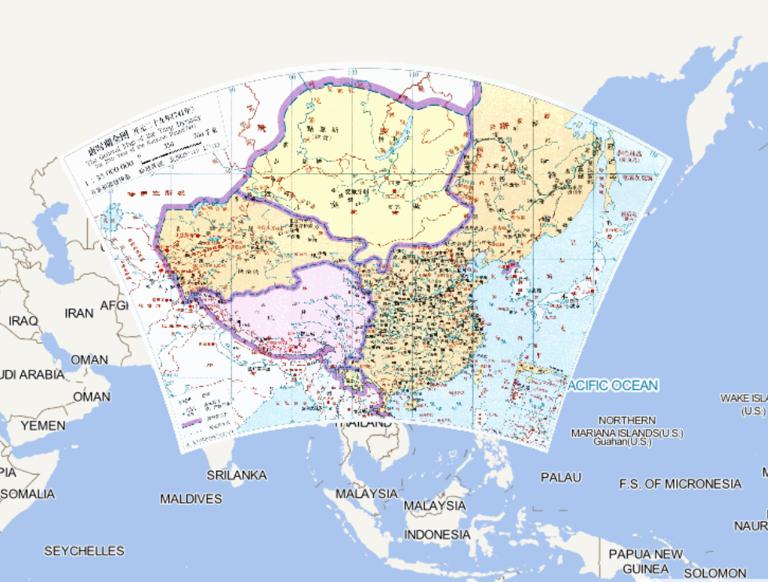 The history of the Tang Dynasty administrative division map China (Kaiyuan twenty-nine years A.D. 741)