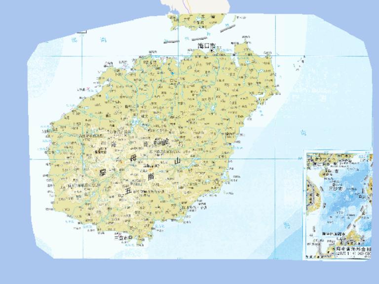 Online map of topographic map of Hainan Province, China