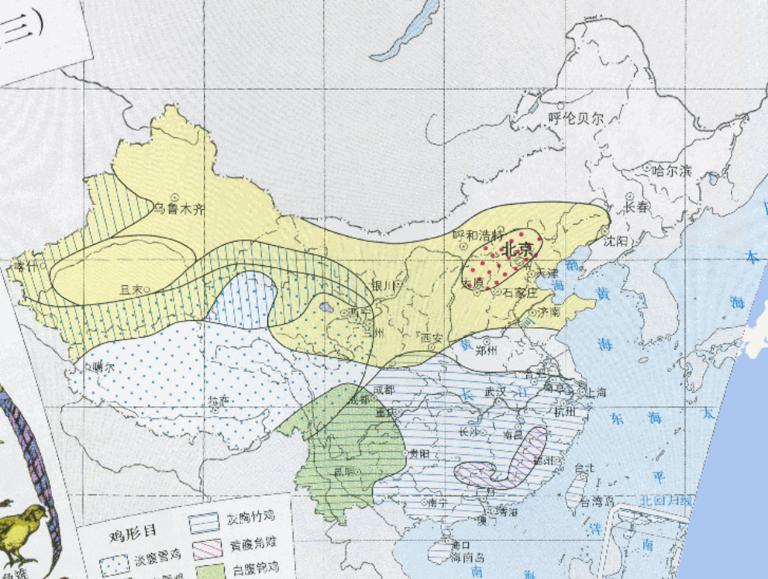 Distribution map of bird species in China