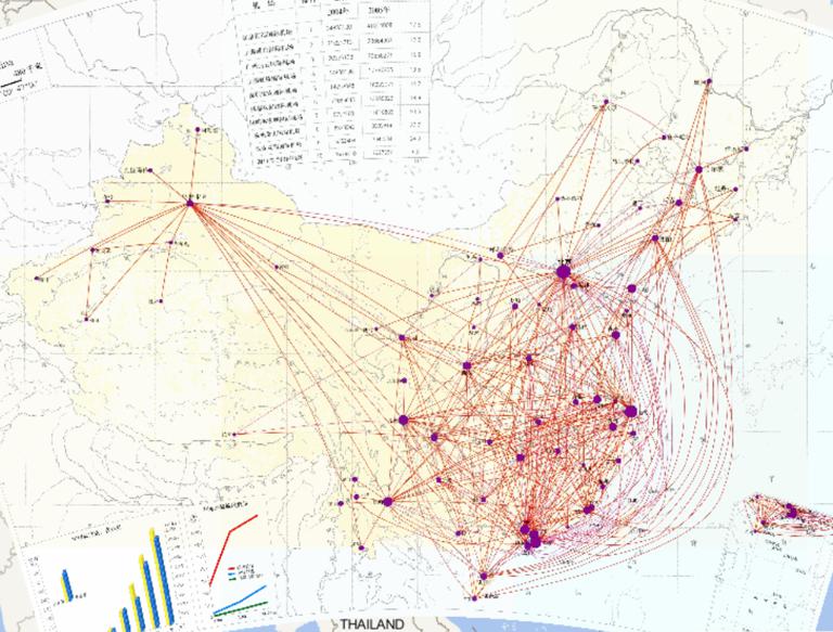 Online map of civil aviation network in China