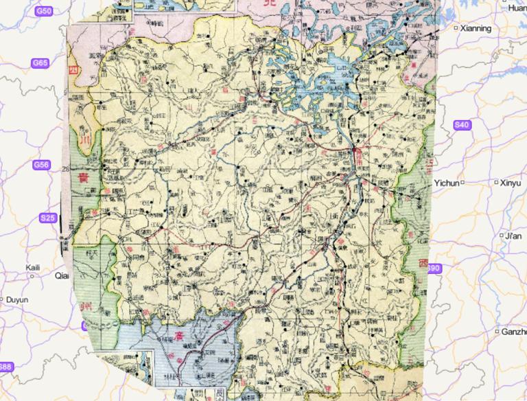 1933 online map of Hunan Province in the period of the Republic of China