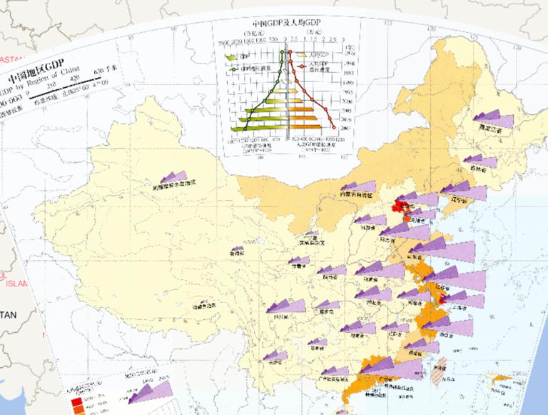 Online map of China 's GDP by region