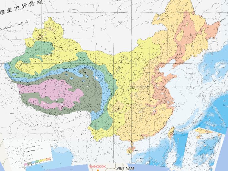 Thematic map of China's Bouguer gravity anomaly