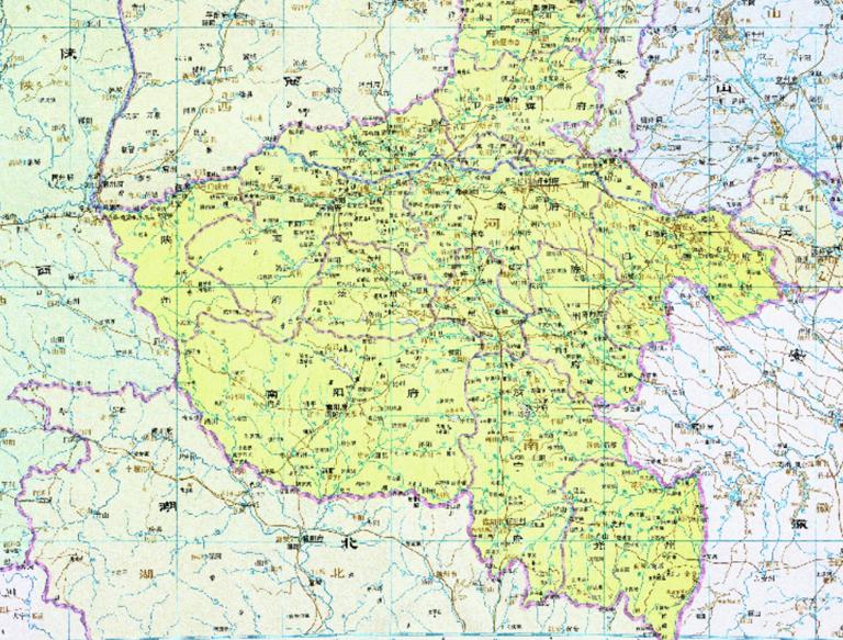 The historical map of Henan Province in the Qing Dynasty of China