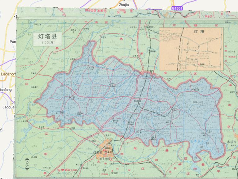 Liaoning Province, Liaoyang Province Lighthouse County in 1995 map