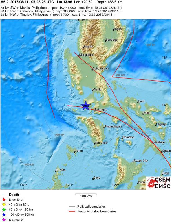 August 10, 2017 Earthquake Information of  Mindoro, Philippines