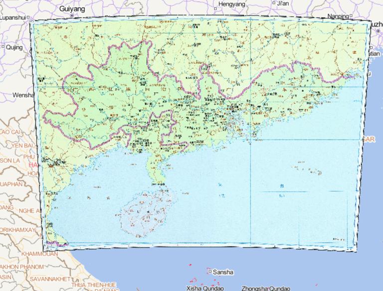 The Historical map of Qi Guang State and Yue State in the Southern Dynasties during the Southern and Northern Dynasties in China