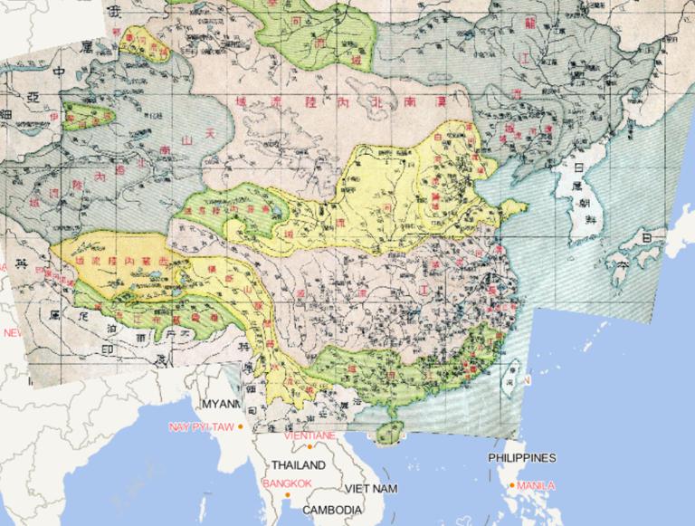 On-line map of river irrigation area in 1933 in the Republic of China