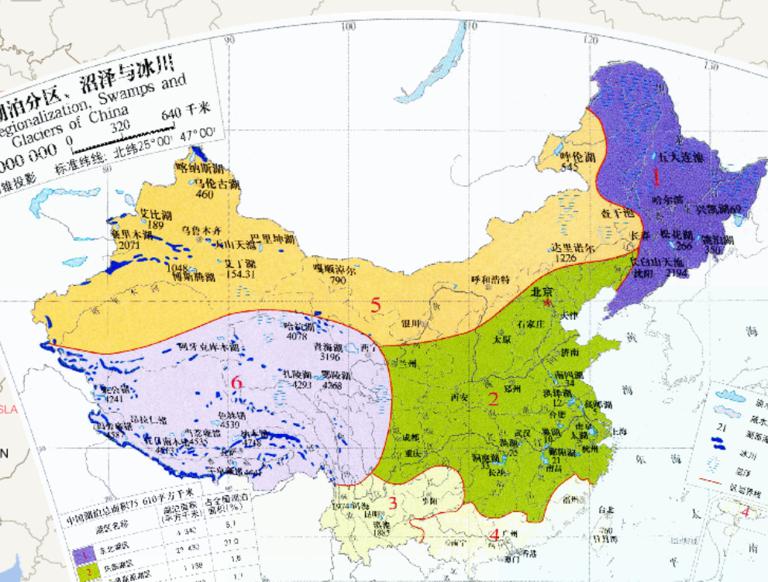 Online map of China's lake divisions, swamps and glaciers