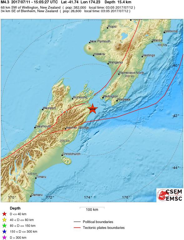 July 11, 2017 Earthquake Information of New Zealand