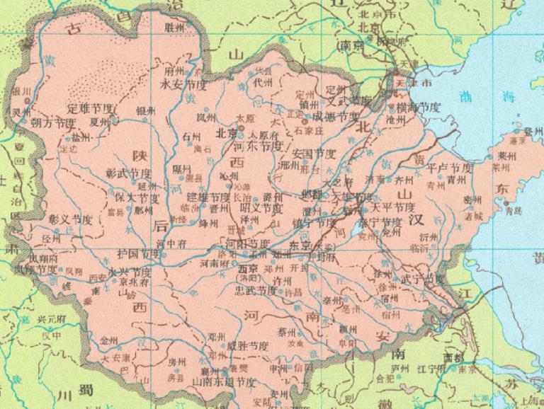 Online historical map of the late Han Dynasty (949) in the Five Dynasties and Ten Kingdoms period of China