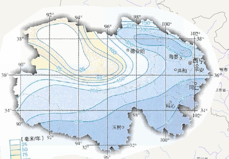 Online map of annual precipitation in Qinghai Province, China