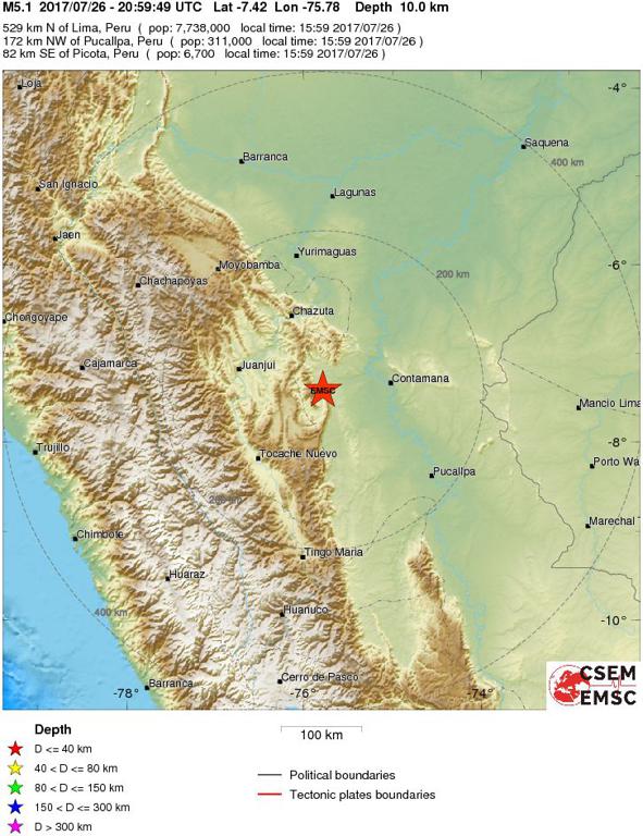 July 26, 2017 Earthquake Information of Peru