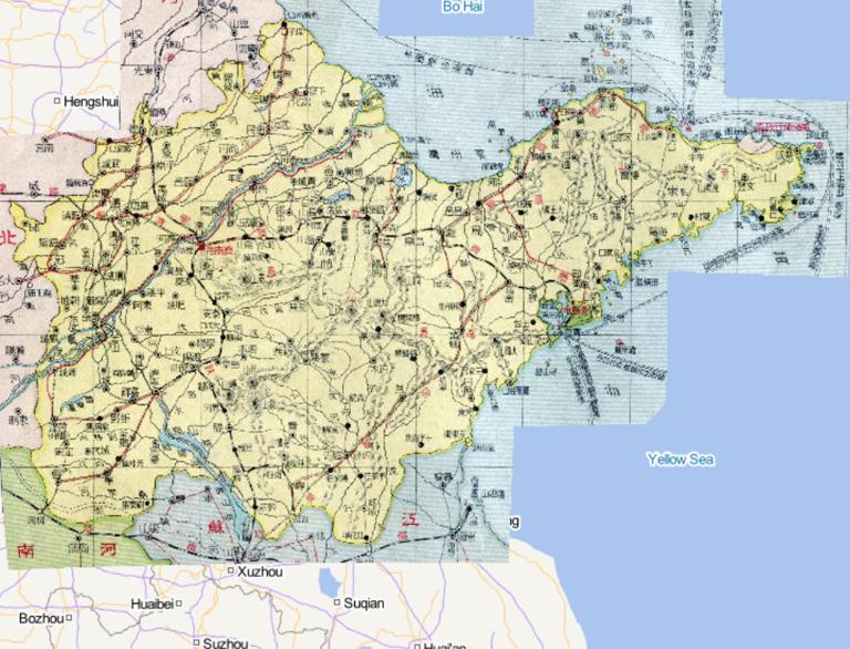 Online Map of Shandong Province during the Republic of China in 1933