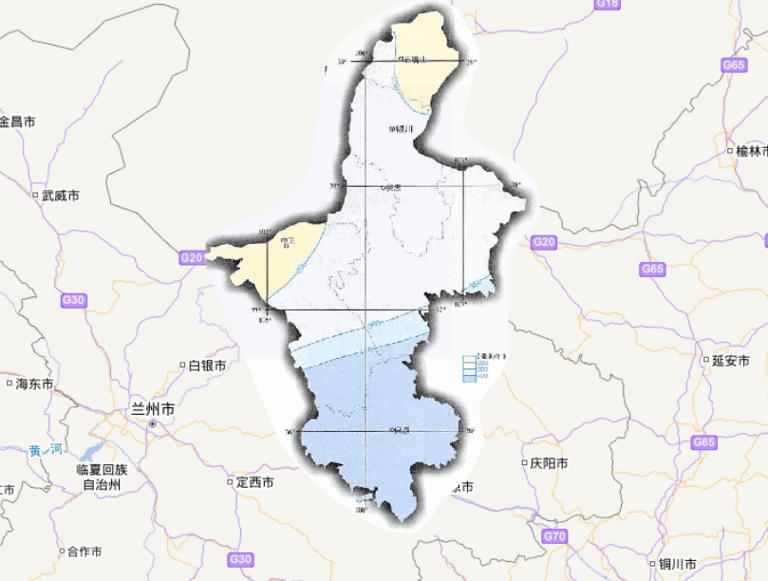 Online map of annual precipitation in Ningxia Hui Autonomous Region, China