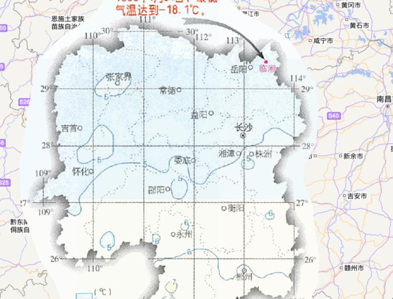 Online map of January average temperature in Hunan Province, China