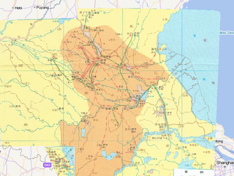 Online map of the main areas of Pang Xun uprising in the Tang Dynasty of China (October 868-October 869)