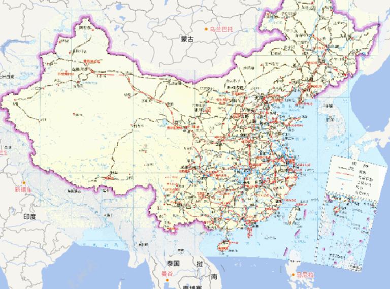 Online Map of Railways, Ports and Airports in China