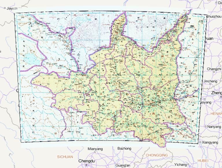 The Historical Map of Shaanxi Province in Ming Dynasty